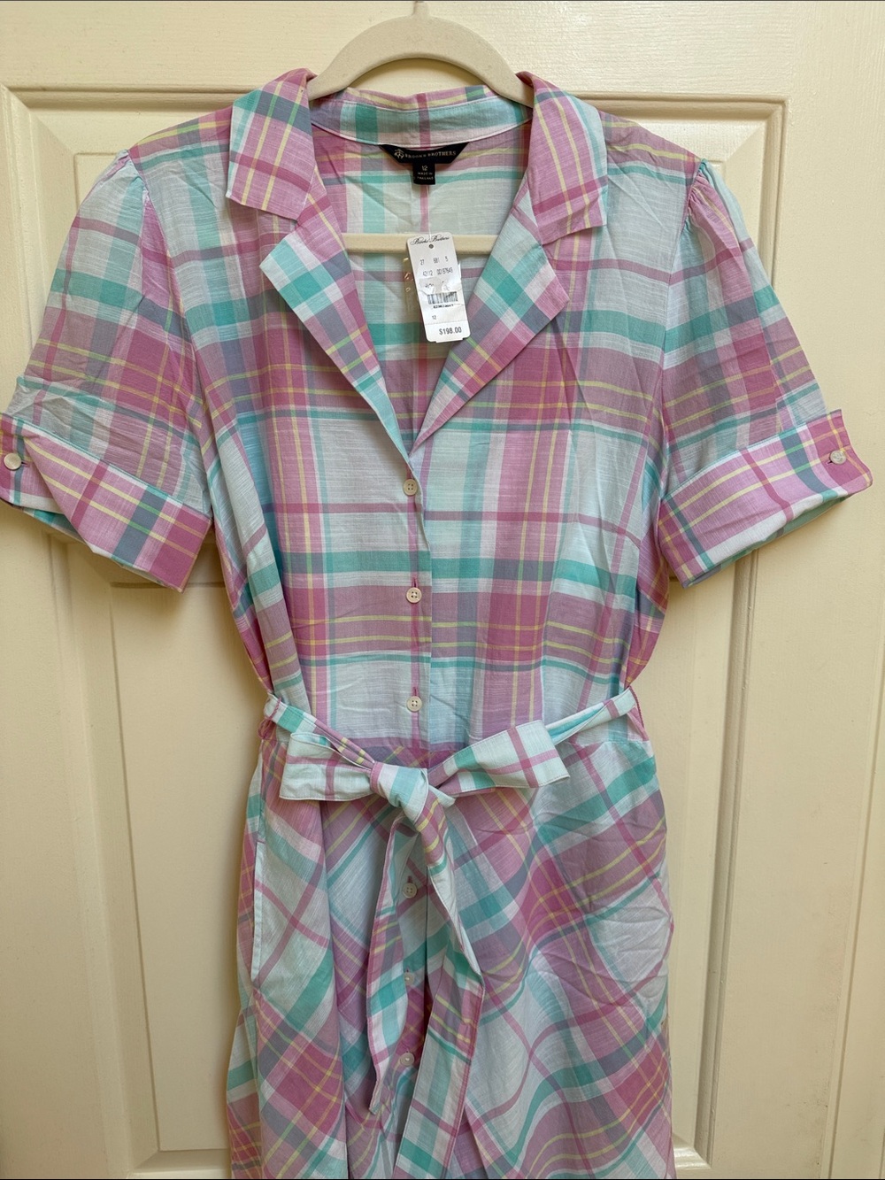 Brooks Brothers Pastel Plaid Button-Front Shirt Dress sz 12 - Picture 2 of 10
